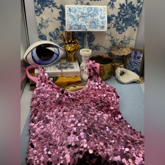 🆕 SIMKHAI 🧿 NWOT Bex Sequined Embellished Maxi Dress, Sorbet Pink - Sz US 8 - Picture 11 of 13